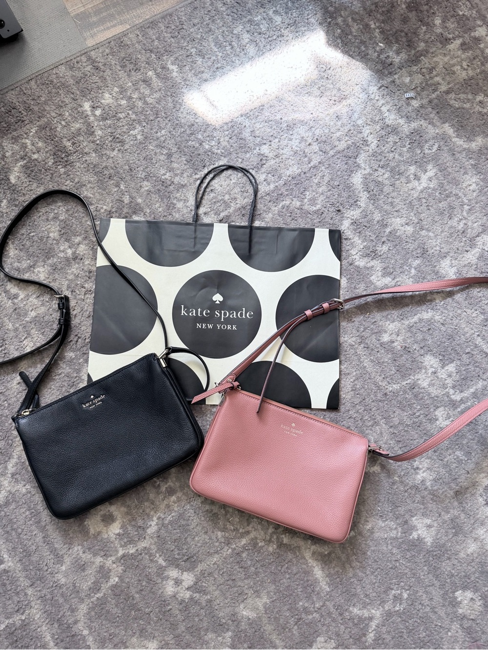 kate spade Black & Dusty Rose Pebbled Leather Crossbody Duo